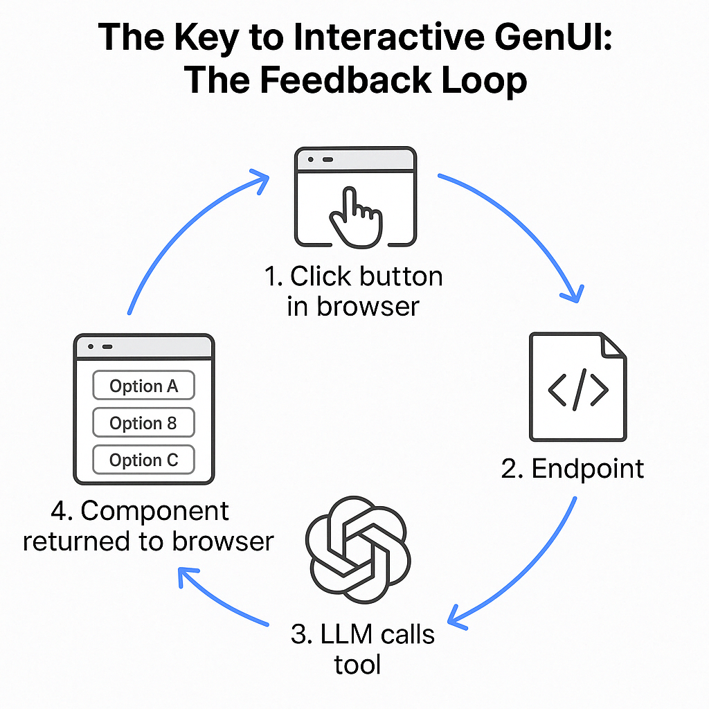 Feedback Loop Diagram showing the flow between browser, endpoint, and LLM